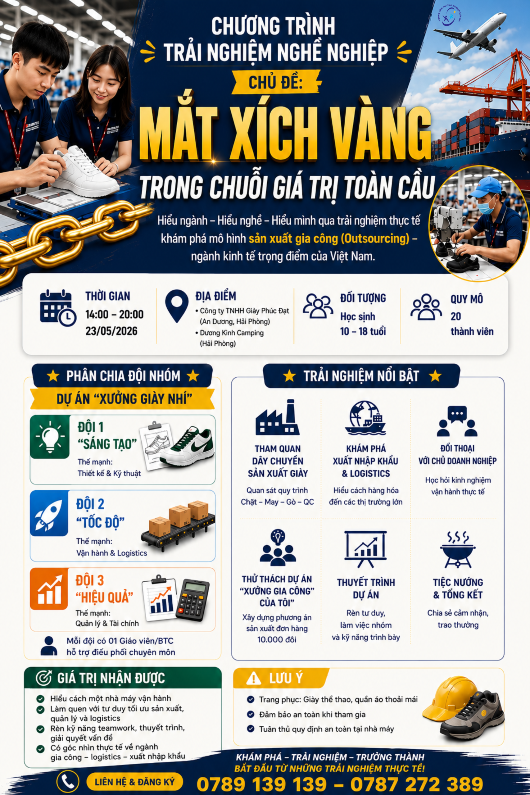 CHƯƠNG TRÌNH TRẢI NGHIỆM NGHỀ NGHIỆP THÁNG 5. CHỦ ĐỀ: “MẮT XÍCH VÀNG TRONG CHUỖI GIÁ TRỊ TOÀN CẦU”